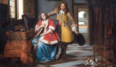 1665, Pieter de Hooch - A lady surprised by her lover