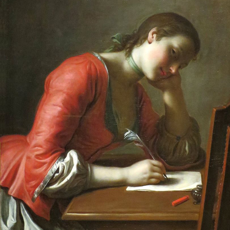 1755ca, Pietro Antonio Rotari - Young Girl Writing a Love Letter